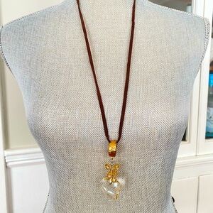 Heart Suede BOHO CRYSTAL PENDANT NECKLACE